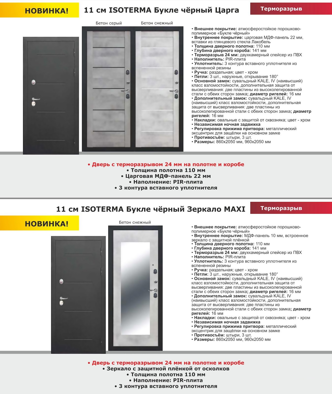 двери с терморазрывом - каталог феррони букле